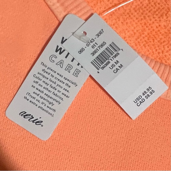 Aerie Oversized Orange Sweatshirt Voop Neck Feeling The Heat Summer Daze medium - Picture 7 of 10